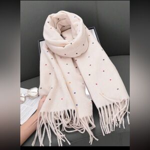 SOFT FAUX CASHMERE SCARF COLORFUL POLKA DOT. NEW IN PACK